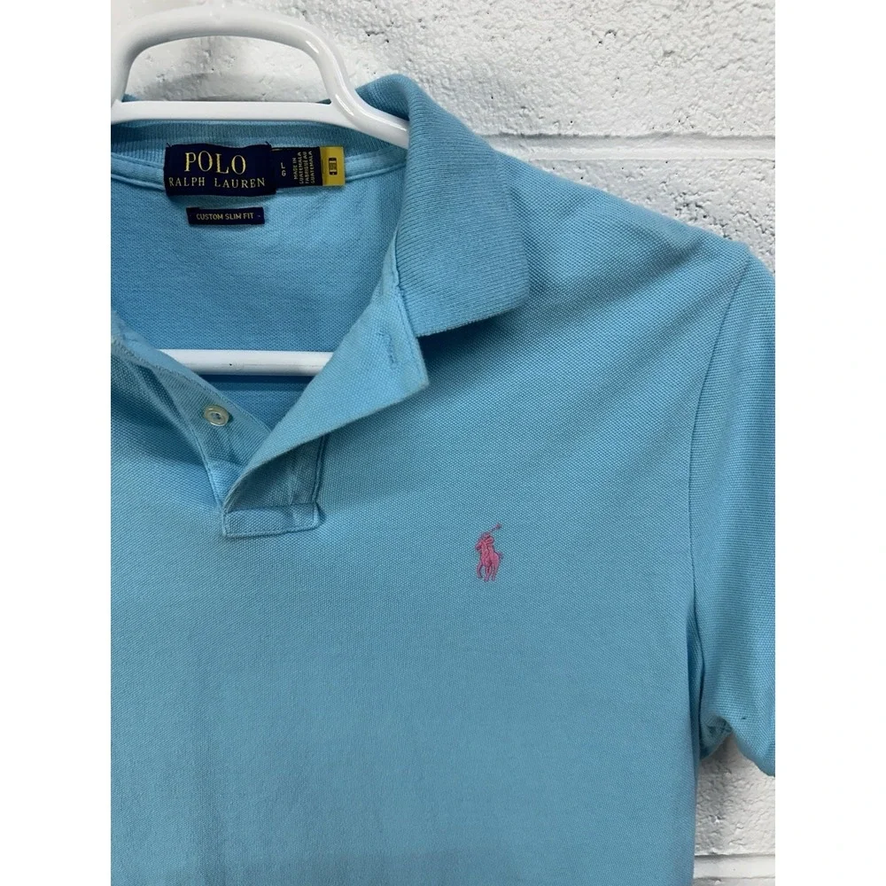Polo Ralph Lauren Polo Shirt Aqua Blue Custom Slim Fit / Men's‎ Large